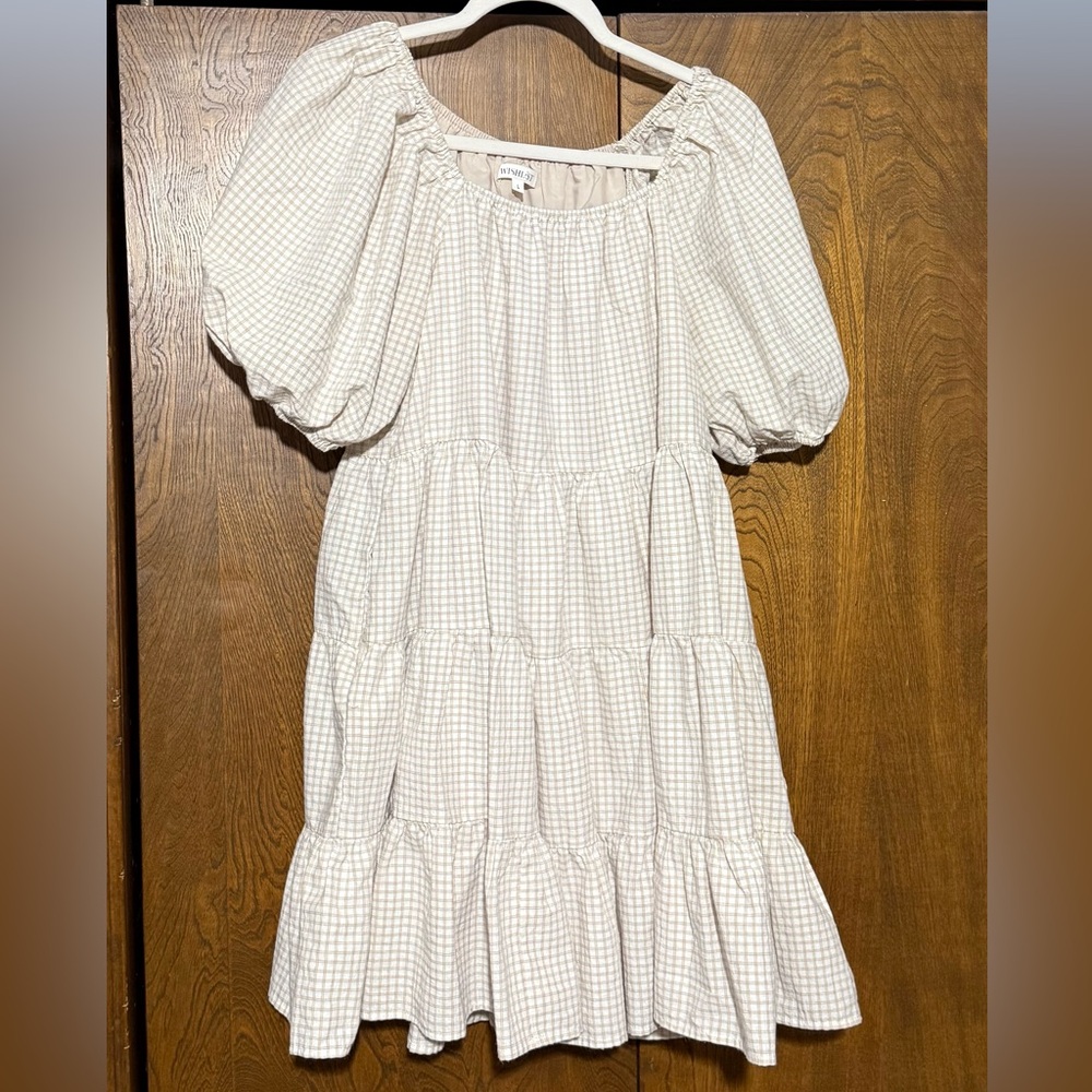 Plaid Puff Sleeve Mini Dress